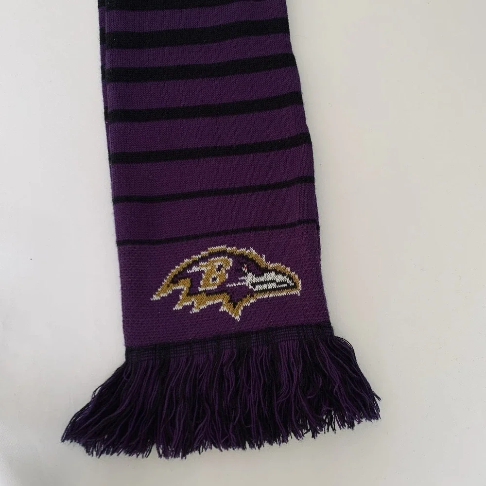 Baltimore Ravens Scarf Knit Fringe Purple Black‎ NFL Football Fans Warm Winter